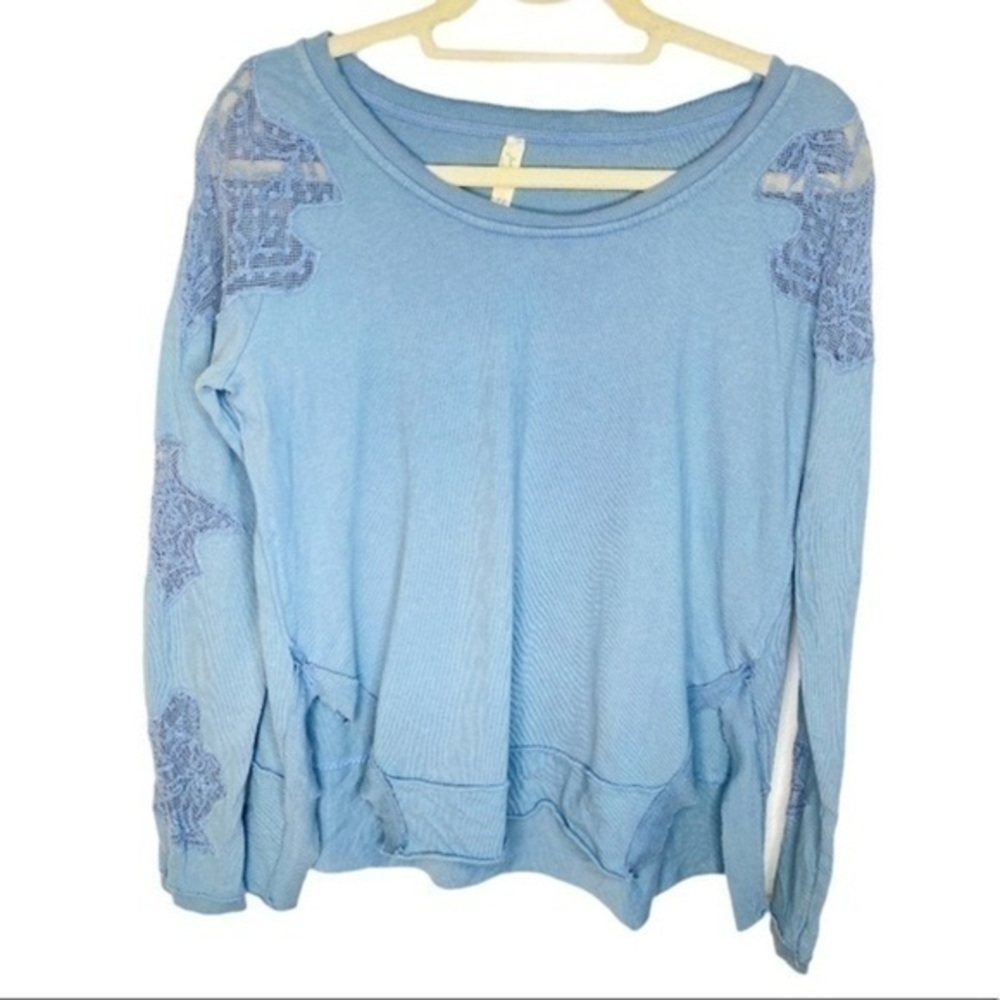 Free People Distressed Lace Shirt Size Small